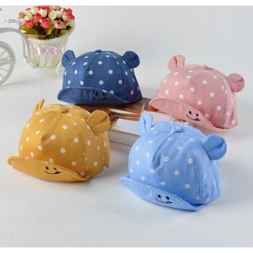 Children Sun Hats Toddler Cap Cute Dot Baby Cap Girl Boys Sun Hat With Ear For Spring Newborn Photography Props Baseball Cap