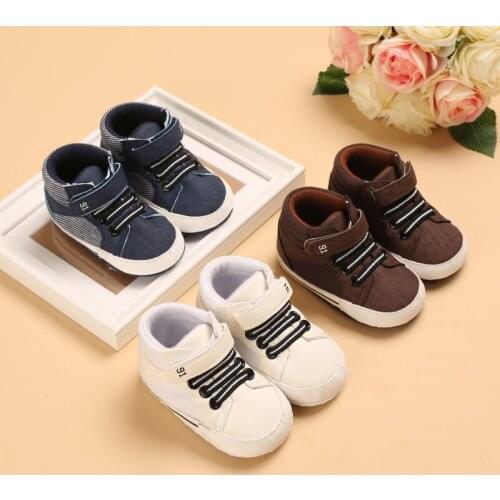 Baby Spring And Autumn Style High Top Velcro Sneakers 0-18 Months Baby Shoes Do Not Drop Casual Shoes Neonatal Walking Shoes