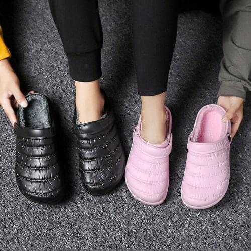 Cotton Slippers women Winter Home Indoor Warm Home Winter Thick-soled Cotton Shoes Non-slip Plush Slippers Men Unisex fur slides
