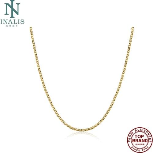 INALIS Fashion Geometric Gold Plated Link Chain Unisex Necklaces For Women And Men Simple Copper Matching Chains Jewelry Best