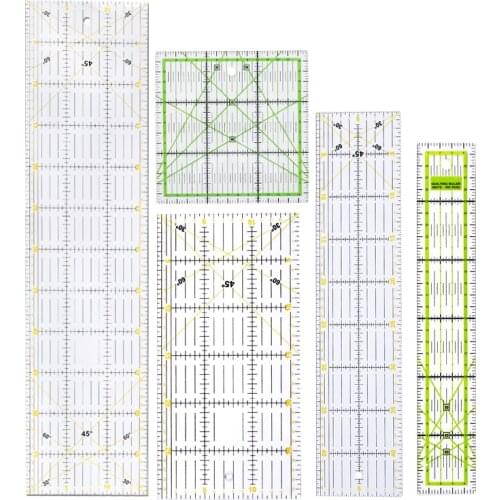 KAOBUY 5Pcs/Set Rectangle Patchwork Quilting Drawing Straight Rulers Acrylic Sewing Tailor Craft Tools