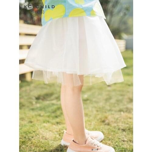 KC.Child 2020ss Toddler Girls 2Layers Organza Mesh Gauze Cute Style Tulle Party White Tutu Skirt Baby Girls skirt Age 2-13Y