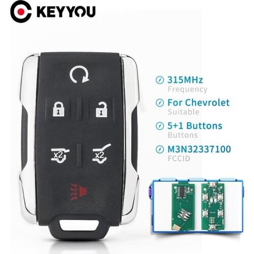 KEYYOU For Chevrolet Silverado Colorado 2014-2018 GMC Yukon M3N32337100 5+1 Buttons Car key 315Mhz Remote Fob