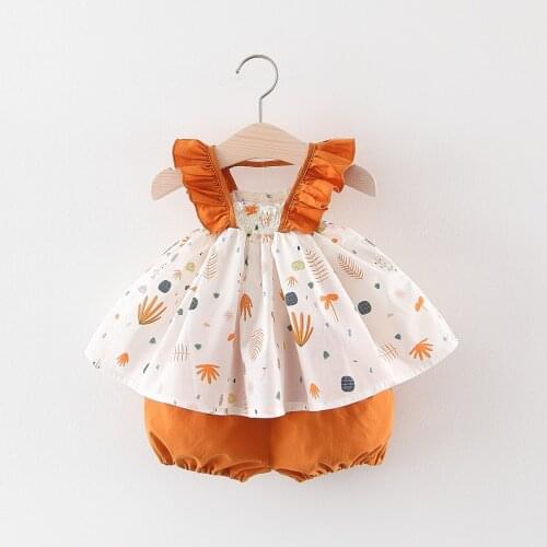 NEW Newborn Baby Girls Clothes Sleeveless Dress+Shorts 2PCS Outfits Set Cute Floral Printed Clothing Sets Summer Sunsuit 0-24M