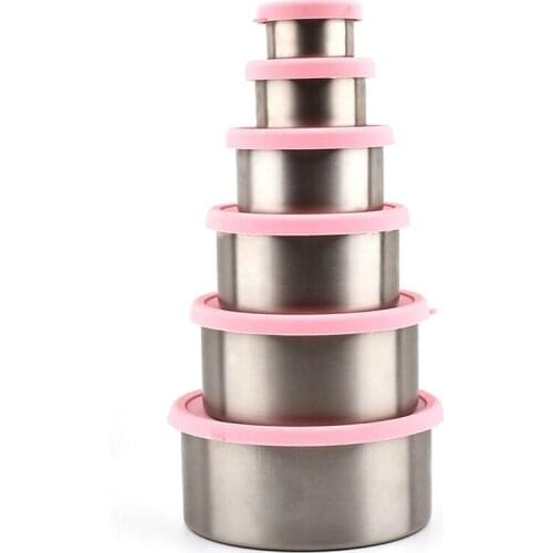 HOT 6PCS Stainless Steel Snack Container - No Plastic Leak Proof Snack Tank Silicone Cover Reusable Stackable Insulation