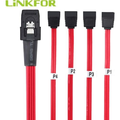 LiNKFOR 1 PCS Mini 10Gbps SAS SFF-8087 36Pin to 4 SATA 7Pin HDD Hard Drive Splitter Cable Mini SAS to 4 SATA Cable Adapter
