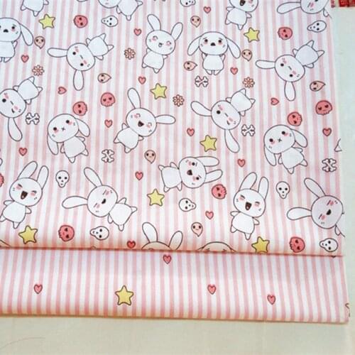 Pink Rabbit Patchwork Cartoon Cotton Cloth Of Handmade DIY Quilting Sewing Baby&Children Sheets Dress Material
