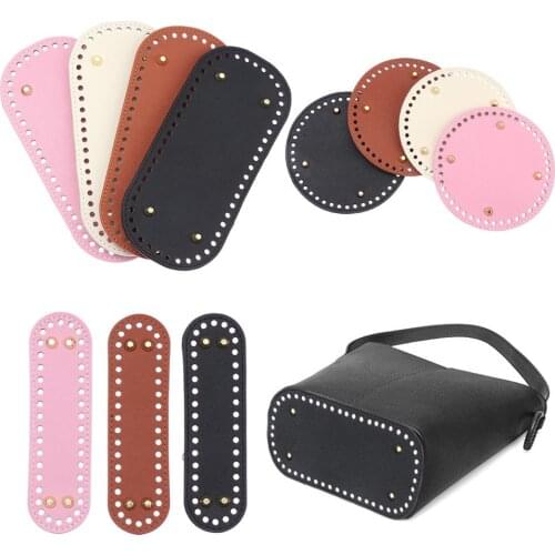 Material Crochet Bag With 52 holes DIY Long Bag Bottom for Knitted Bag Bag Accessories PU leather