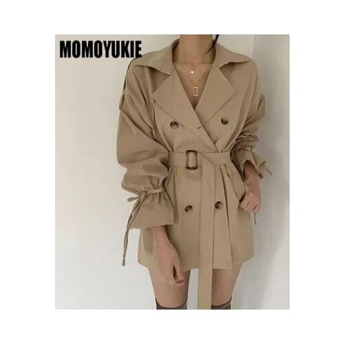 Женские двубортные тренчи Momoyukie China At AliExpress