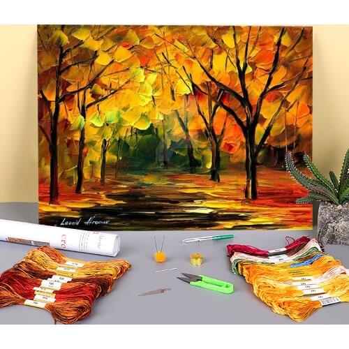 New Original Oil On Canvas Printed Water-Soluble Canvas 11CT Cross-Stitch Complete Kit DIY Embroidery DMC Threads Counted