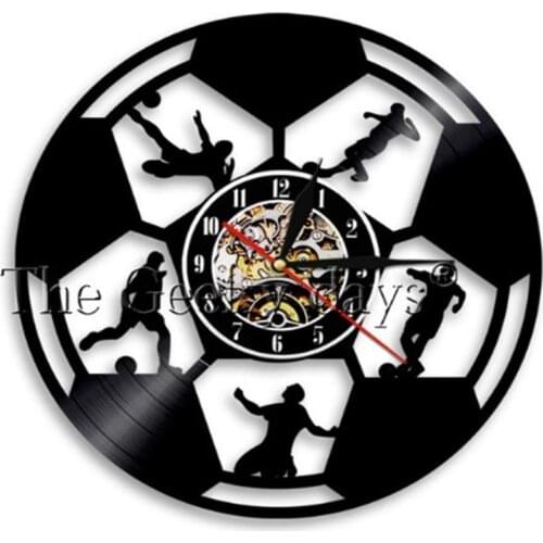 Football Model Wall Watch Childrens Bedroom Decoration Boutique Motion Indoor Wall Decoration Vinyl Wall Clock Retro Clocks