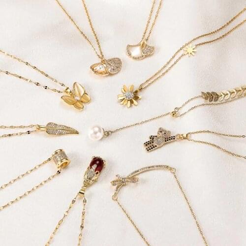 Stainless Steel Women Gold Delicate Fashion Metal Accessory Pendant Necklace Jewelry Gift For Him with Chain