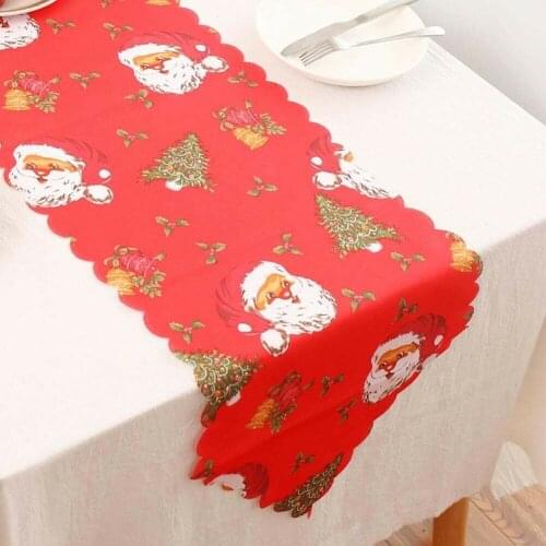 Newest Christmas Table Runners Tablecloth Xmas Elk New Year Party Dinner Table Home Christmas Decor Table Runner