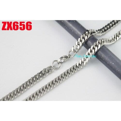 100% stainless steel necklace 5.2mm four surface flat NK chain Cuba chain fashion chains 20pcs ZX656