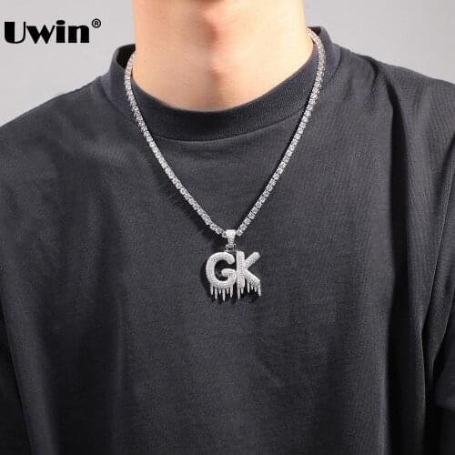 UWIN Custom Name Pendant Necklaces Ice Dripped Letters For Men Women Gold Color AAAA Cubic Zircon Hip Hop Jewelry DIY Necklace
