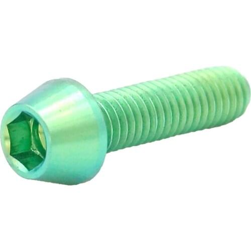 LOT 4 M5 x 18mm Green TC4 GR5 Titanium Alloy Allen Hex Screw Taper Cone Head Bolts For Bicycle