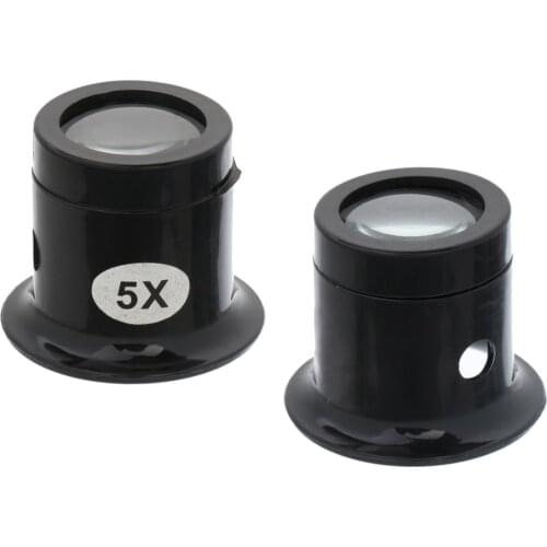 2pcs Plastic Jewelers Loupe 5x 10x Magnification Magnifying Eye Magnifier