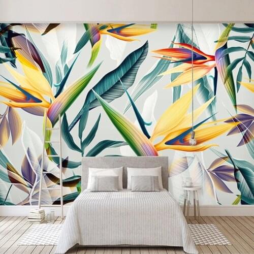 Custom 3D Mural Wallpaper Hand Painted Abstract Green Leaf Hotel Bedroom Living Room Decor Waterproof Canvas Painting Wall Art