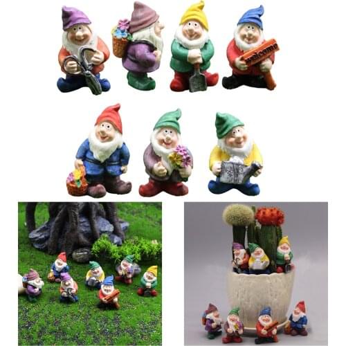 Seven Dwarfs Resin Gnomes Garden Fairy Gardens Decoration Miniature Ornament