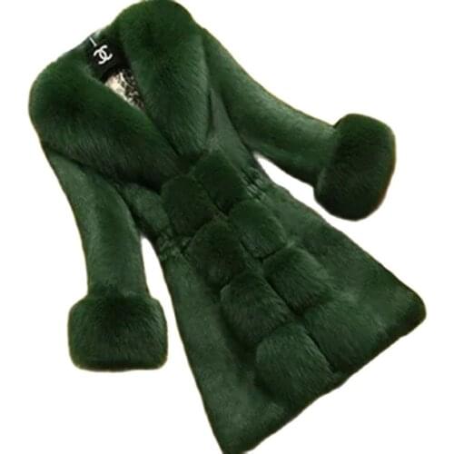 New For Winter Womens Fur Coat Imitate Mink Hair High-End Imitate Rabbit Fur Overcoat Imitate Fox Hair Collar Ladies Jacket