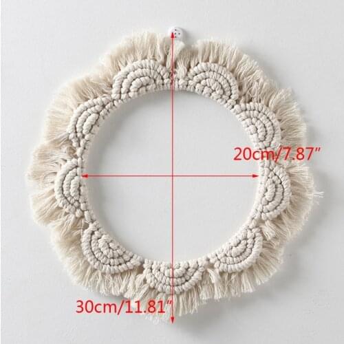 Nordic Ins Round Lace Mirror Artistic Bohemian Hand-woven Cotton Rope Decoration 87HA
