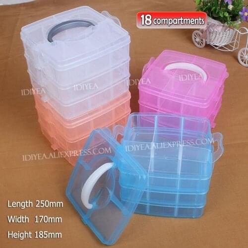 Samll Stack Box Storage 3 layers adjustable slots removable dividers for DIY Nail Jewelry beads home toy Organizer container