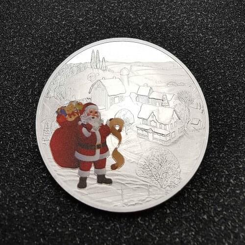 Snowman Santa Claus 1oz Fine Silver Plated Coin Christmas Commemorative Coins 2021 New Year Gifts for Kids