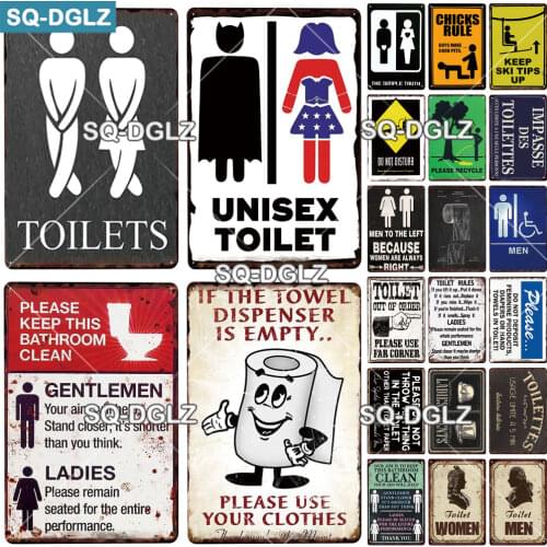 [SQ-DGLZ] TOILET Plaque Metal Vintage Bar Decoration Pub Decor Placas Decorativas De Metal Metalen Borden Metal Poster Tin Sign