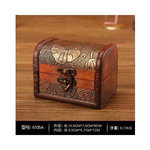 Antique Small Wooden Box European Retro Jewelry Box Jewelry Storage Box Treasure Box Small Treasure Box Packing Box