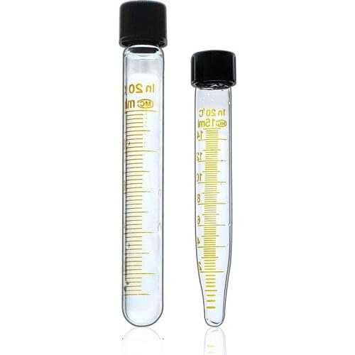 Glass Centrifuge Tube With Screw Lid 20ml Test Tubes With Scale V- Bottom Graduation Diameter 20mm Height 130mm 5pcs/lot