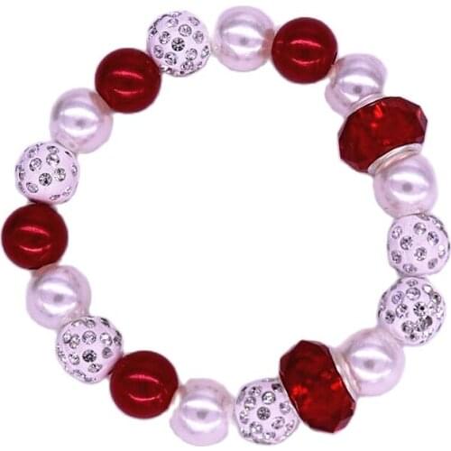 Handmade Red White Beads Stretch Bracelets Sorority Club Party Gifts Jewelry