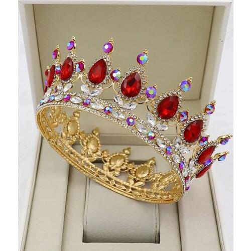 Crystal Vintage Royal Queen King Tiaras And Crowns Men/Women Pageant Prom Diadem Hair Ornaments Wedding Hair Jewelry Accessories