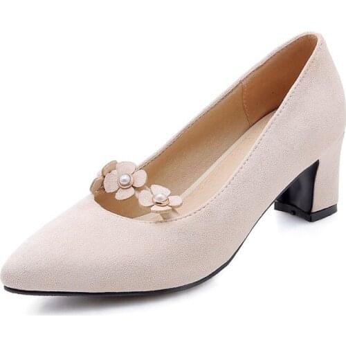 Big Size 9 10 11 12 13 14 15 16 17 ladies high heels women shoes woman pumps Pointed flower single shoe