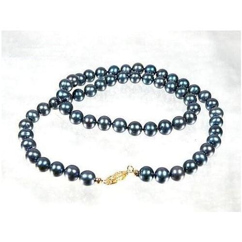 Unique Pearl Jewelry 8MM Top Quality Round Gray Color Real Freshwater Pearl Neklace 14K/20 Gold Fild Clasp Fine Women Gift