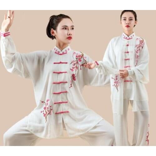 Hot Unisex High quality Tai Chi taiji kung fu uniforms Chinese Style Embroidery clothing Shaolin wushu Morning Exercise Costumes