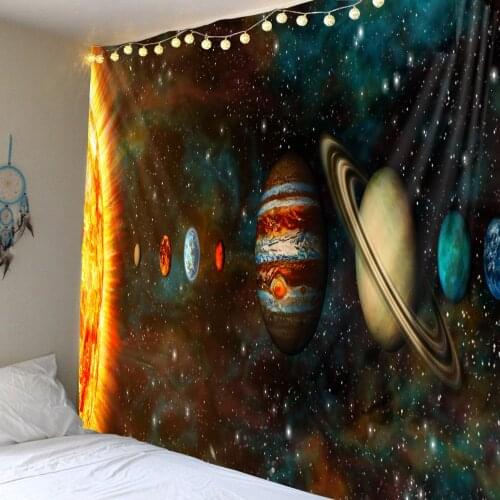 Universe Starry Sky Planetary Printed Tapestry is soft and easy to care for decorative hanging cloth