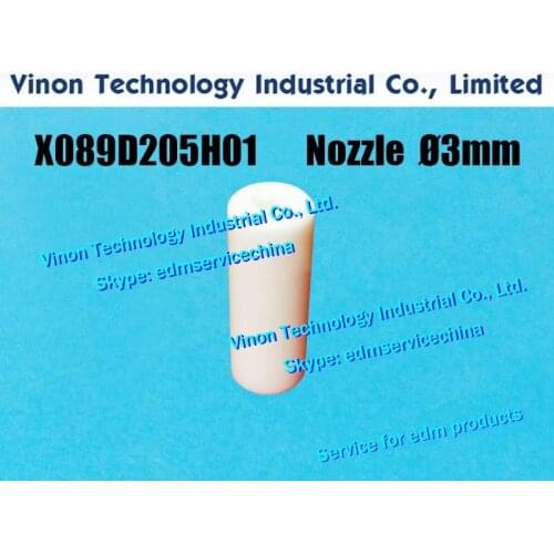 X089D205H01 EDM MV Ceramic Nozzle Ø3mm for Mitsubishi MV1200S, MV2400S series machine X089-D205-H01, DEL9900, DEL99A 2210002907