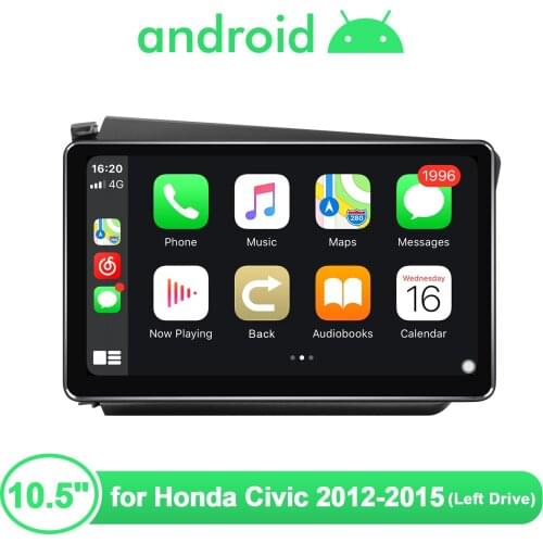 JOYING Head Unit 10.5"Android 10 Car Radio Stereo Multimedia For Honda Civic 2013 2015 Left Drive Wireless Carplay Android Auto