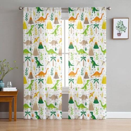 Cartoon Adroable Dinosaur Sheer Curtains Window Curtains for Living Room Bedroom Blinds Kids Room Home Decor