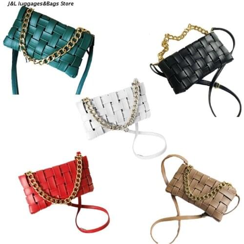 M68C Womens Evening Handbags Braided Shoulder Bag PU Leather Weave Purse with Chain Vacation Casual Handbag