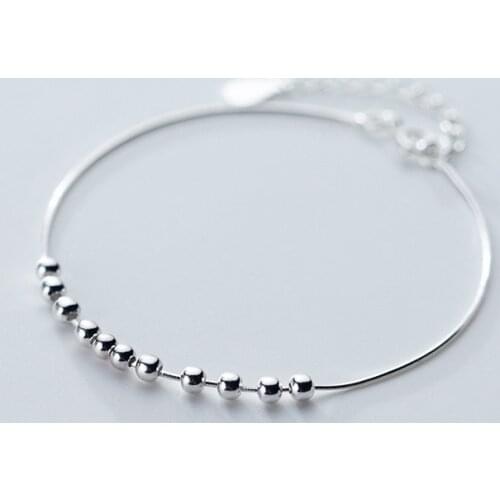 MloveAcc 925 Silver Chain Bracelet Women Round Beads Link Chain Bracelets Female Sterling Silver Jewelry 2019