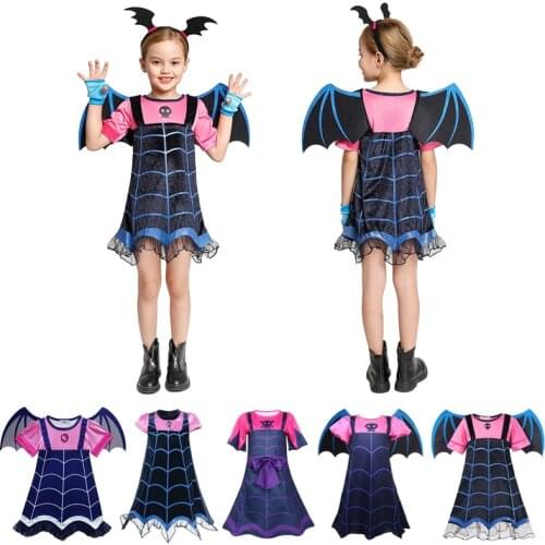Girl Vampire Cosplay Costumes Halloween Birthday Party Dress up Clothes for Kids Children Summer Vampire Princess Dresses Outfit