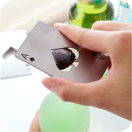 1pcs Black Poker Card Beer Bottle Opener Personalized Stainless Steel Bottle Opener Card of Spades Bar Tool
