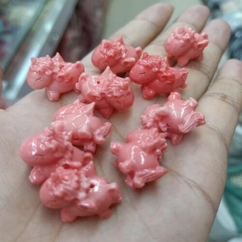 10pcs 22x18mm Pink Little Horse Artificial Coral Beads DIY Loose Spacer Cute Animal Bead For Jewelry Making Bracelet Necklace