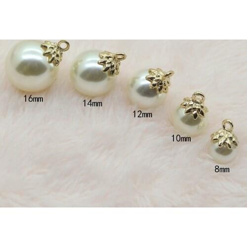 New 15pcs Pendant Pearl Buttons Zipper Head Invitation Card Wedding Decoration DIY Accessories Hair Flower Center Scrapbooking