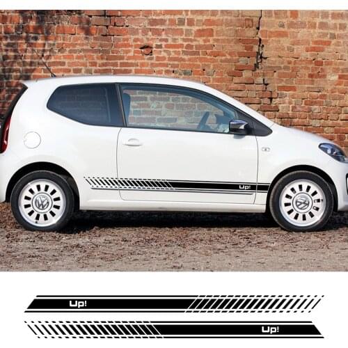 2PCS Vinyl Car Stickers Stylish Sport Automobiles Side Stripes Skirt Decal DIY For Volkswagen VW UP Car Styling Auto Accessories