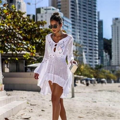 2020 White Beach Dress Summer Swimsuit Bikini Cover Up Women Robe De Plage Beach Wear Bathing Suit Cover Ups Beach Kimono