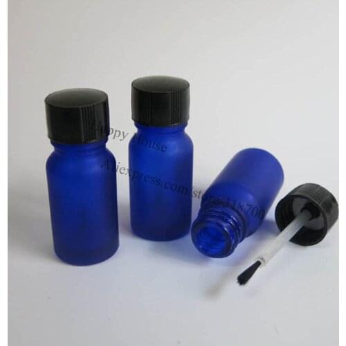 360 x 10ml Frost Blue Glass Bottle,10cc Glass Nail Polish Bottle,1/3OZ Glass Oil Bottle With Brush Cap