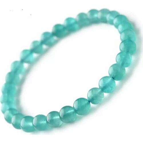 7mm Natural Green Mozambique Amazonite Gem Stone Crystal Stretch Round Bead Bracelets For Women Men
