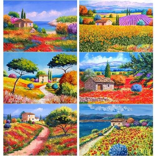 New 5D DIY Diamond Painting Sea View Town Diamond Embroidery Scenery Cross Stitch Full Square Round Drill Home Decor Manual Gift